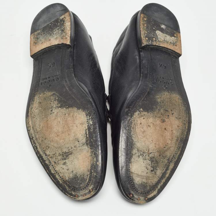Pre Owned Gucci Black Leather Snake Applique Brixton Loafers Size 40.5