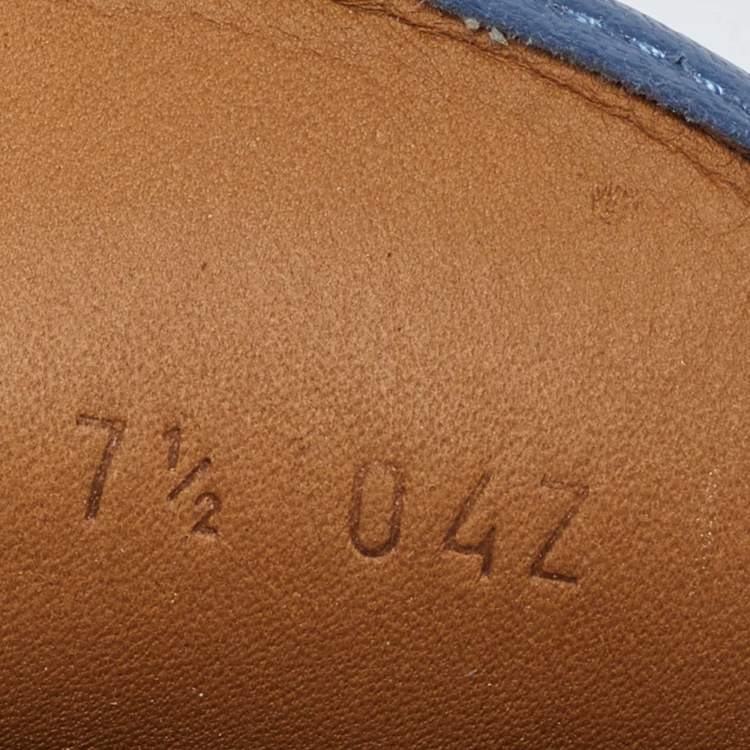 مملوكة مسبقًا Gucci Blue Suede Web Trim Penny Loafers Size 41.5