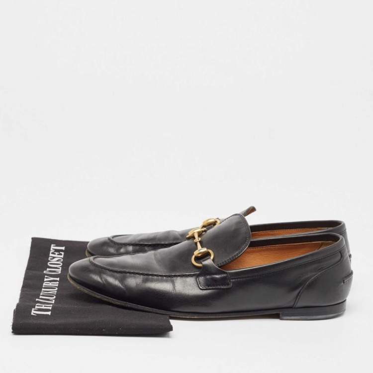Pre Owned Gucci Black Leather Jordan Horsebit Loafers Size 40.5