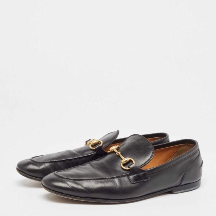 Pre Owned Gucci Black Leather Jordan Horsebit Loafers Size 40.5