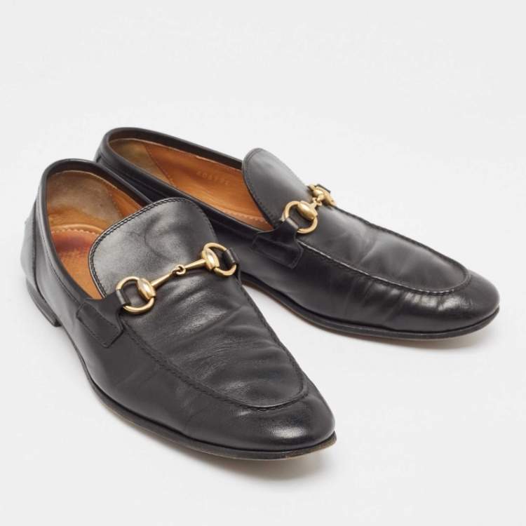 Pre Owned Gucci Black Leather Jordan Horsebit Loafers Size 40.5