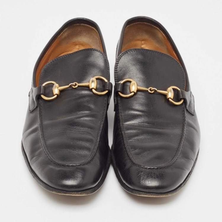 Pre Owned Gucci Black Leather Jordan Horsebit Loafers Size 40.5