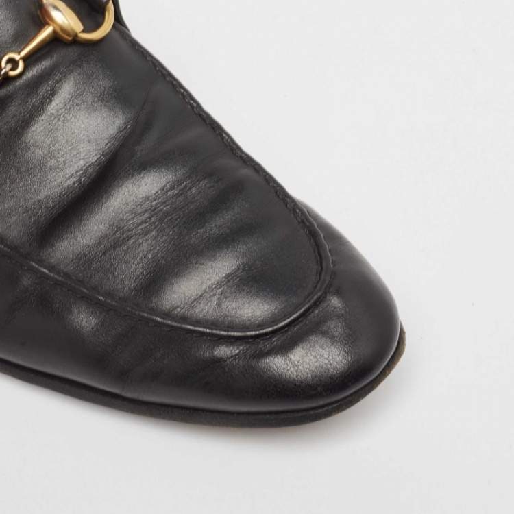 Pre Owned Gucci Black Leather Jordan Horsebit Loafers Size 40.5
