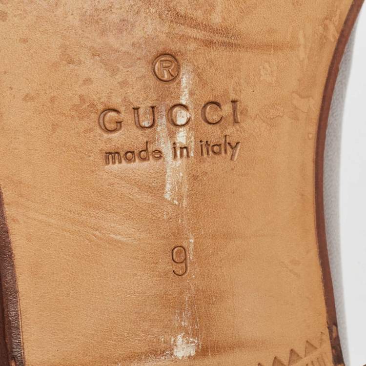 Pre Owned Gucci Brown Leather Brixton Fringe Detail Slip On Loafers Size 43