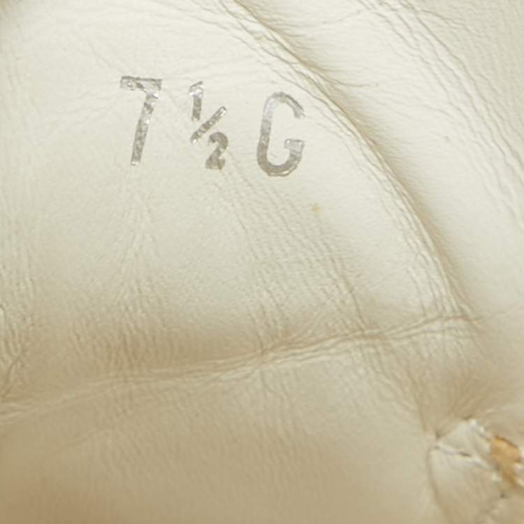 Pre Owned Gucci Cream Grained Leather Ace Sneakers Size 41.5