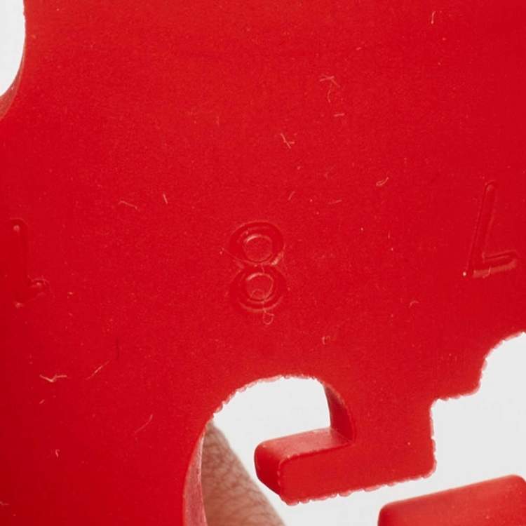 Pre Owned Gucci Red Rubber Flat Slides Size 42 