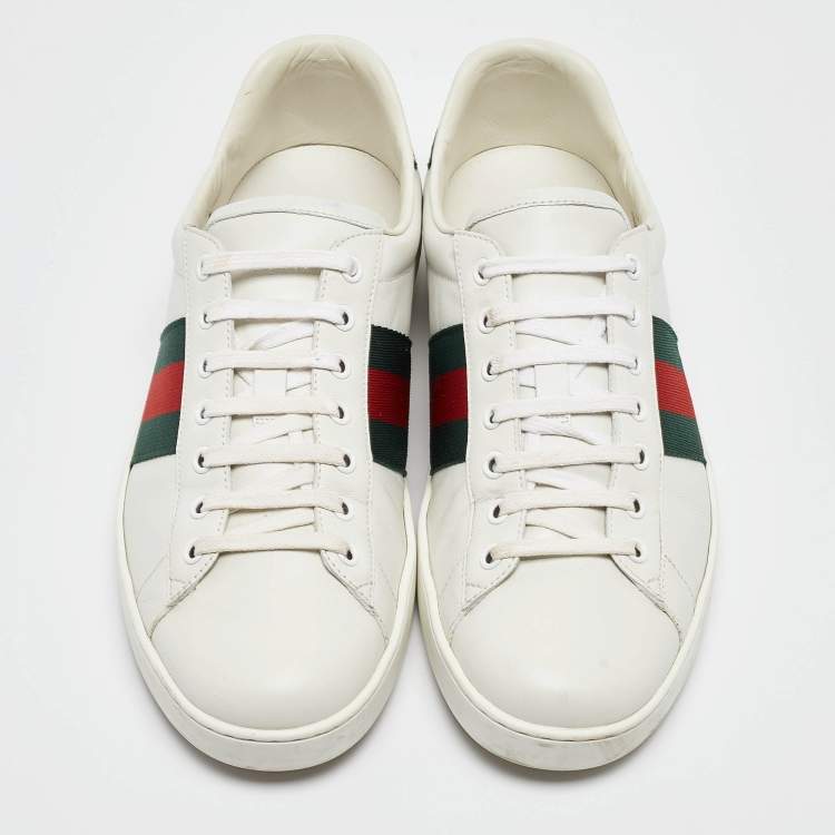 Pre Owned Gucci White Leather Ace Sneakers Size 43