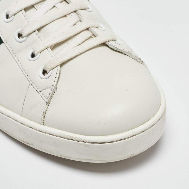 Pre Owned Gucci White Leather Ace Sneakers Size 43