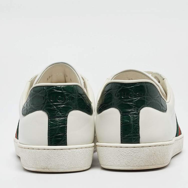 Pre Owned Gucci White Leather Ace Sneakers Size 43
