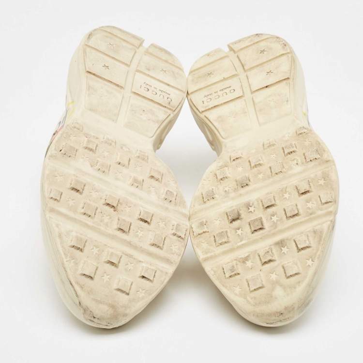 Pre Owned Gucci Cream Leather Vintage Logo Rhyton Sneakers Size 43.5