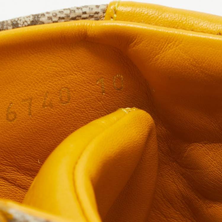 Pre Owned Gucci Beige/Yellow GG Supreme Canvas and Leather High Top Sneakers Size 44