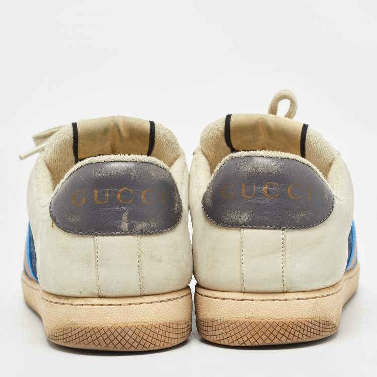 Pre Owned Gucci Multicolor Nubuck Leather and Canvas Screener Sneakers Size 43