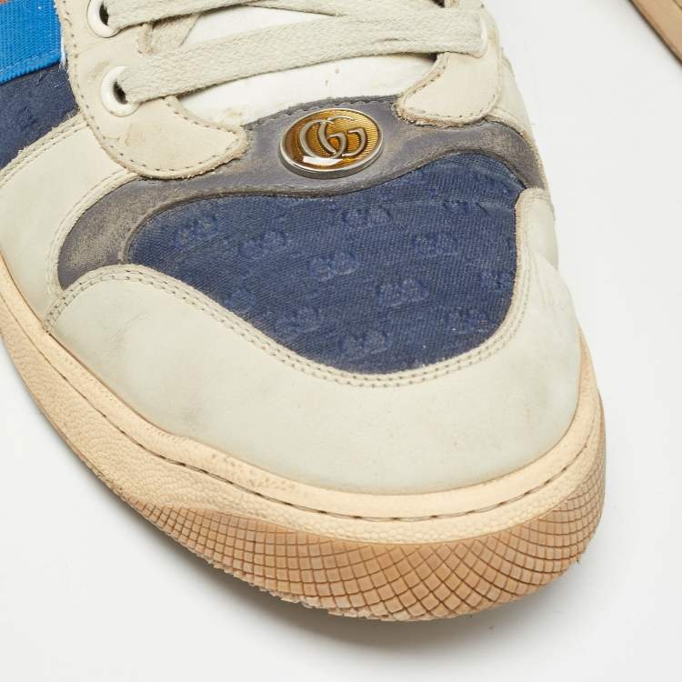 Pre Owned Gucci Multicolor Nubuck Leather and Canvas Screener Sneakers Size 43