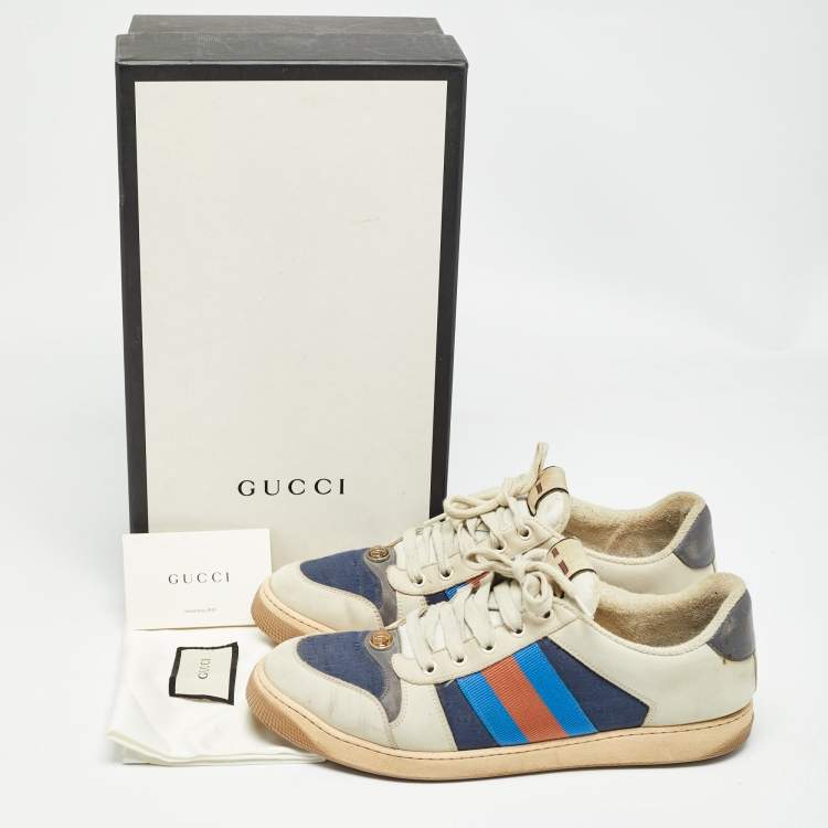 Pre Owned Gucci Multicolor Nubuck Leather and Canvas Screener Sneakers Size 43