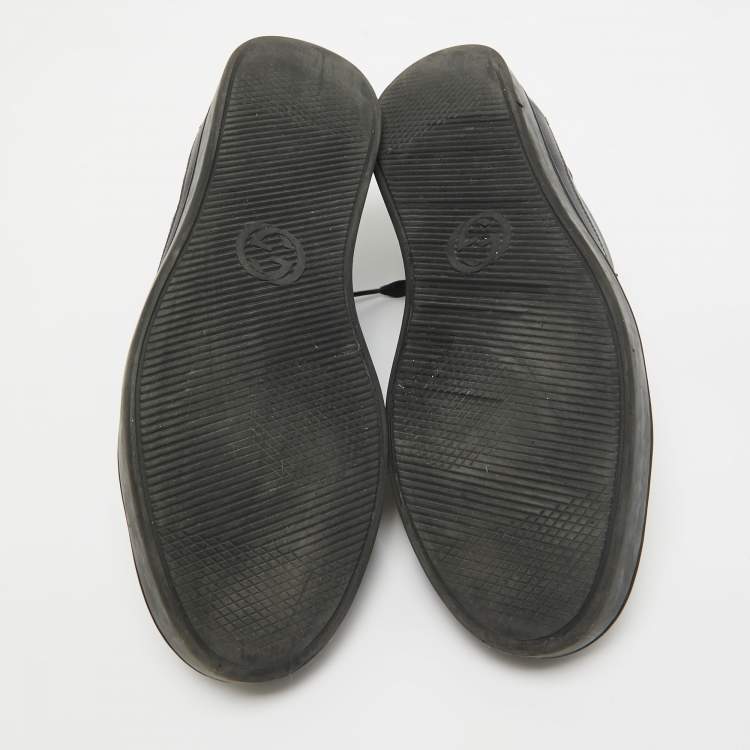 مملوكة مسبقًا Gucci Black/Grey GG Canvas and Leather Low Top Sneakers Size 41.5