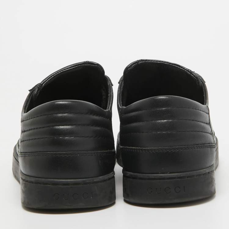 مملوكة مسبقًا Gucci Black/Grey GG Canvas and Leather Low Top Sneakers Size 41.5