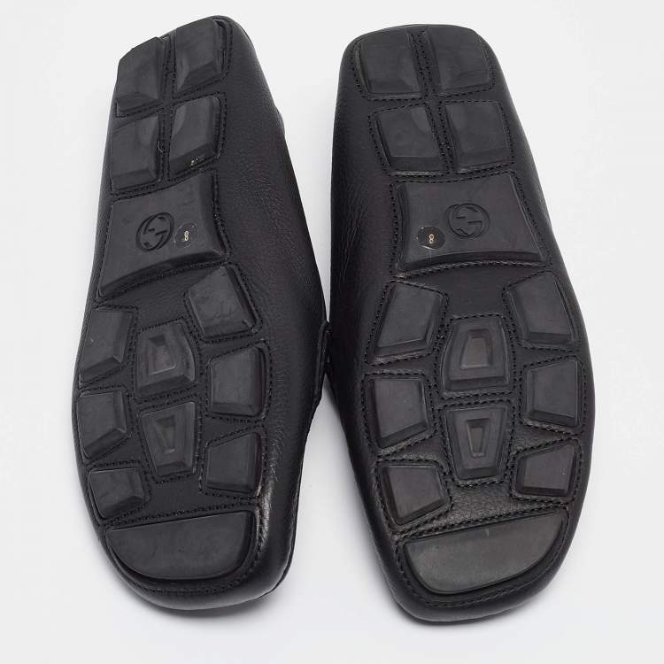 مملوكة مسبقًا Gucci Black Leather Horsebit Slip On Loafers Size 42