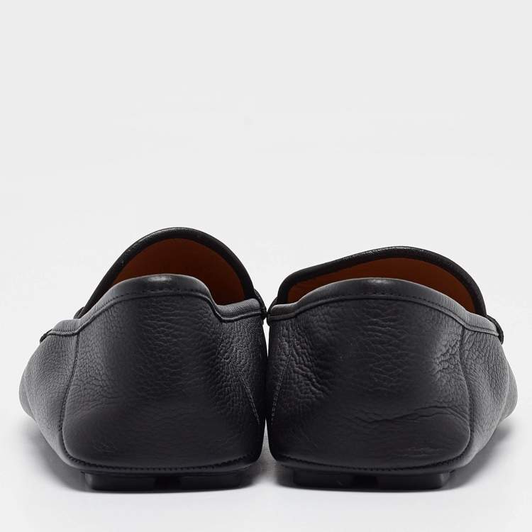 مملوكة مسبقًا Gucci Black Leather Horsebit Slip On Loafers Size 42