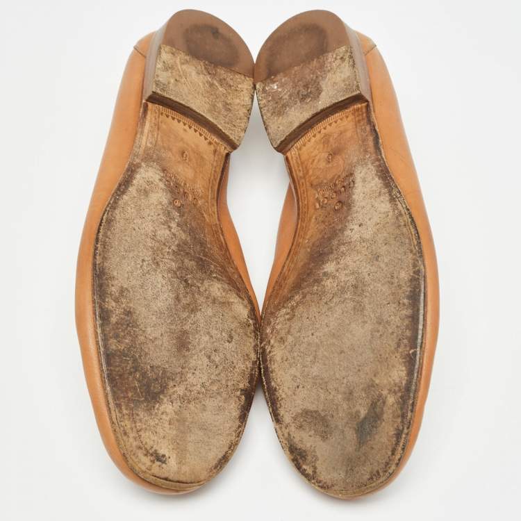Pre Owned Gucci Tan Leather Horsebit Loafers Size 42