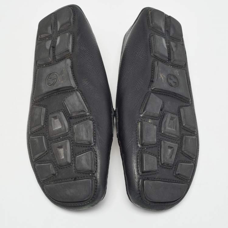 Pre Owned Gucci Black Leather Horsebit Foldable Loafers Size 40.5