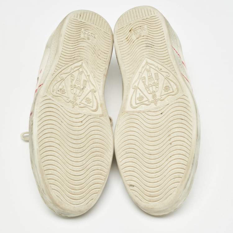 Pre Owned Gucci Off White Leather Gucci Blade Ace Sneakers Size 44.5