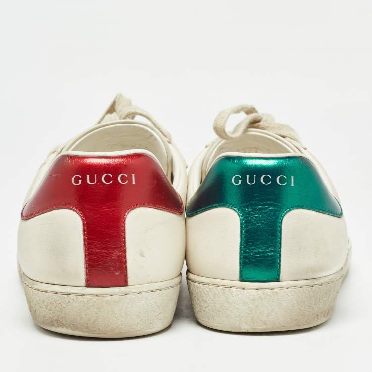 Pre Owned Gucci Off White Leather Gucci Blade Ace Sneakers Size 44.5