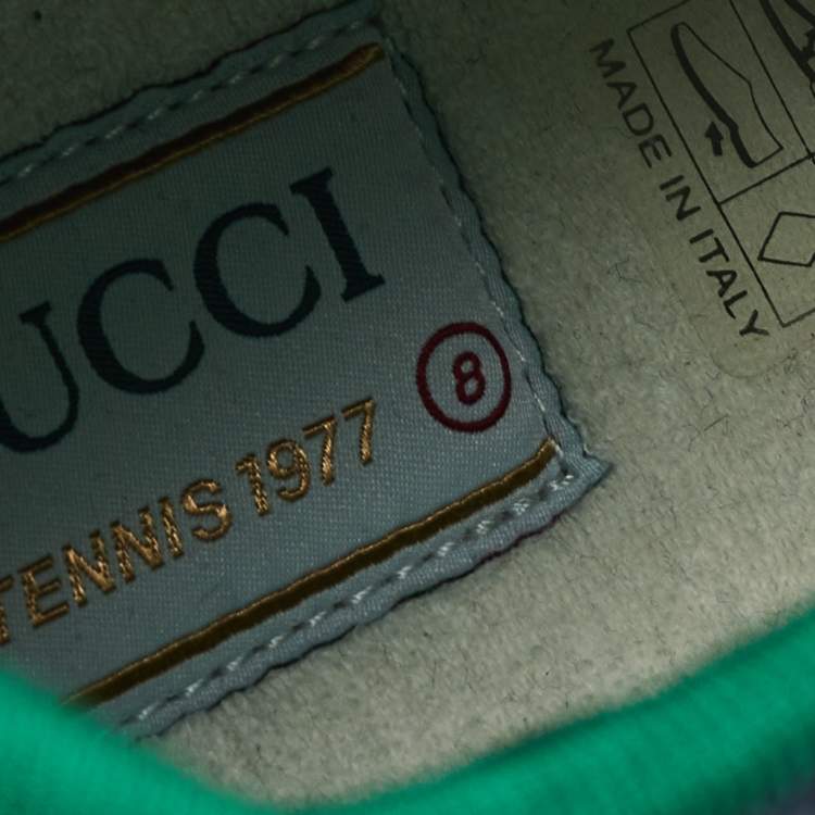 Pre Owned Gucci Blue/Ivory GG Denim Tennis 1977 Sneakers Size 42