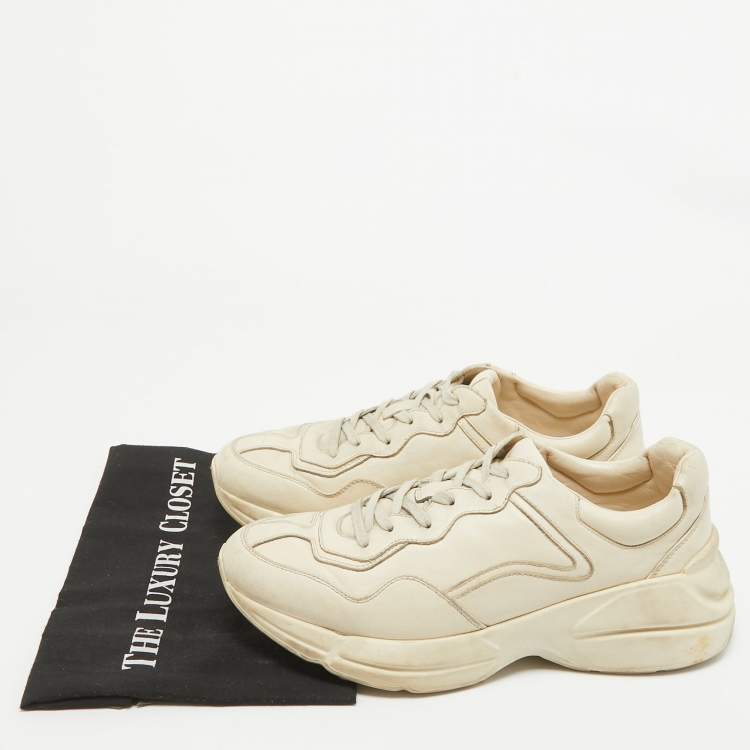 Pre Owned Gucci Cream Leather Rhyton Sneakers Size 43 