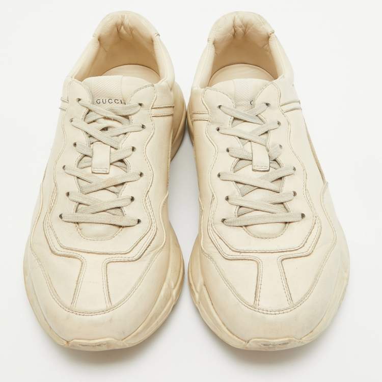 Pre Owned Gucci Cream Leather Rhyton Sneakers Size 43 