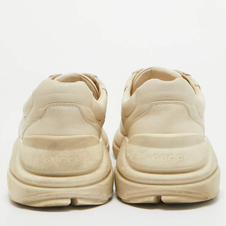 Pre Owned Gucci Cream Leather Rhyton Sneakers Size 43 