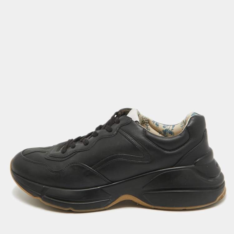 مملوكة مسبقًا Gucci Black Leather Rhyton Sneakers Size 43