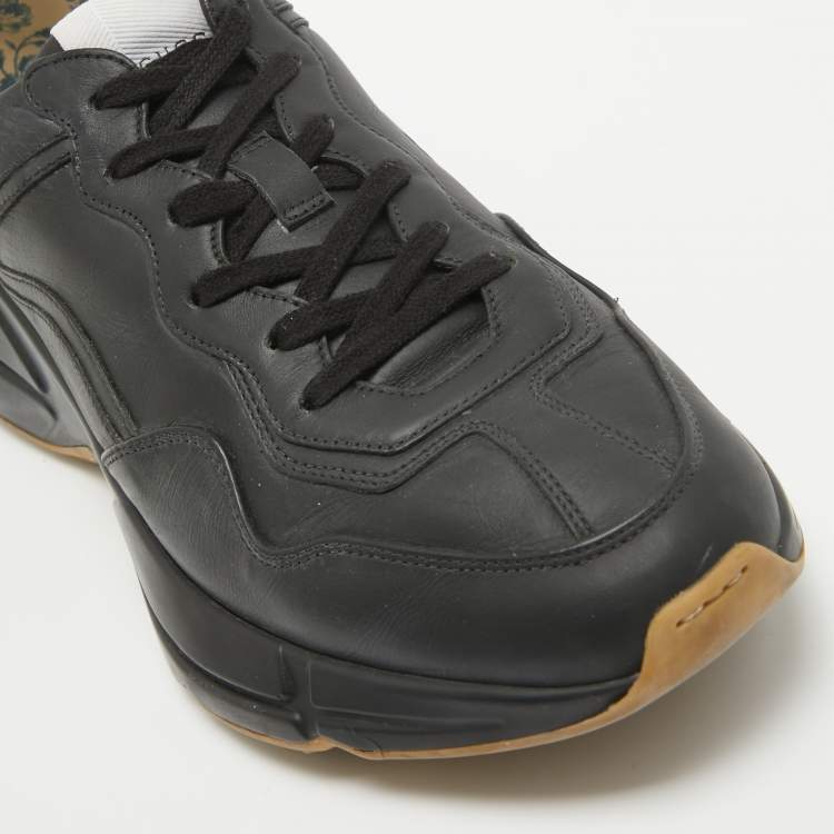 مملوكة مسبقًا Gucci Black Leather Rhyton Sneakers Size 43