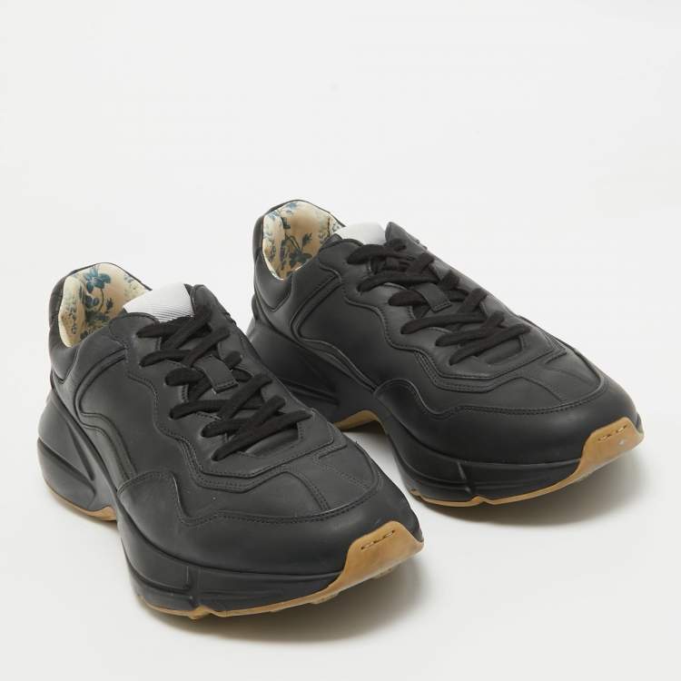 مملوكة مسبقًا Gucci Black Leather Rhyton Sneakers Size 43