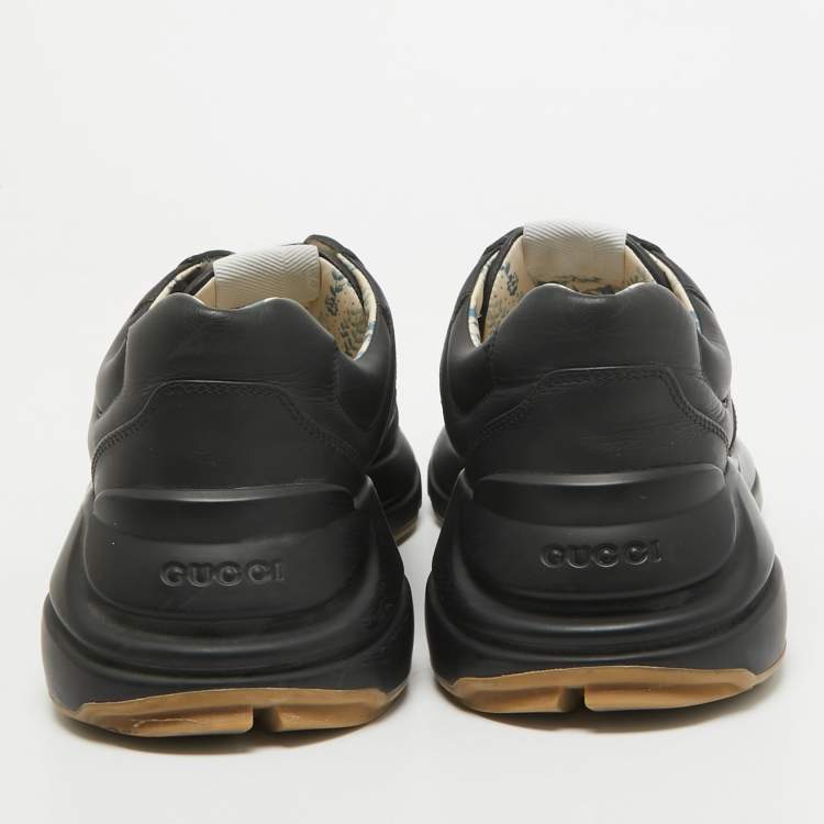 مملوكة مسبقًا Gucci Black Leather Rhyton Sneakers Size 43