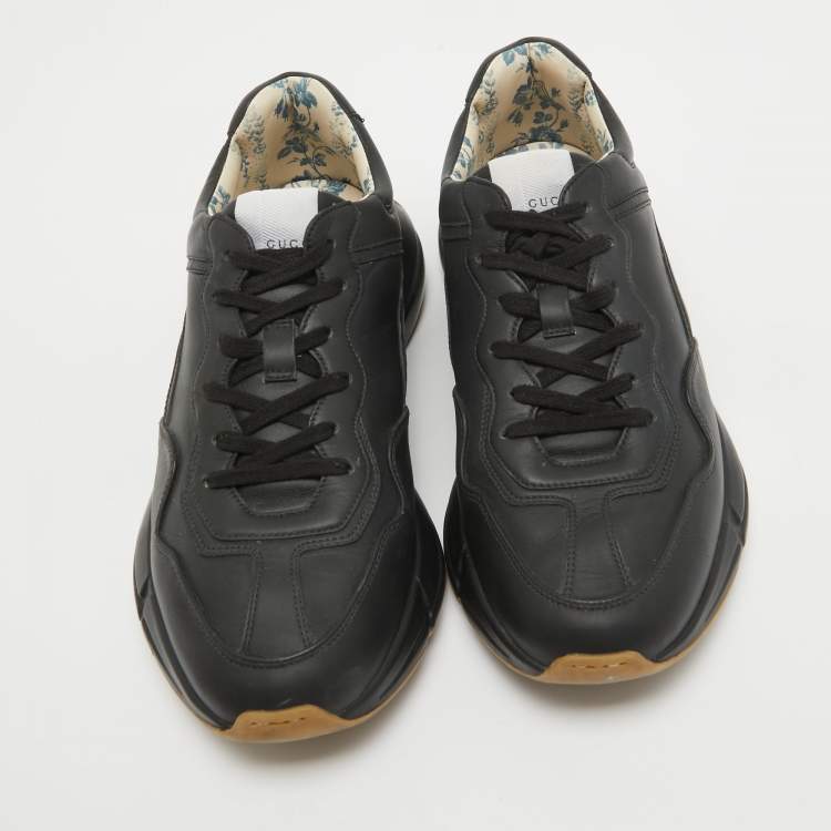 مملوكة مسبقًا Gucci Black Leather Rhyton Sneakers Size 43