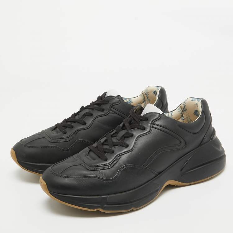 مملوكة مسبقًا Gucci Black Leather Rhyton Sneakers Size 43