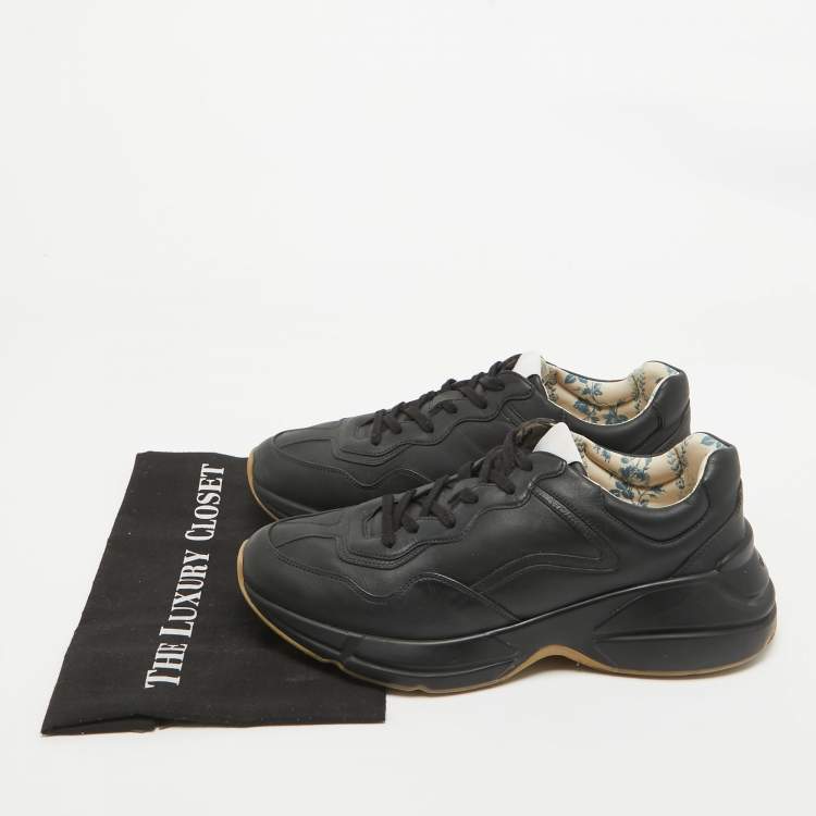 مملوكة مسبقًا Gucci Black Leather Rhyton Sneakers Size 43