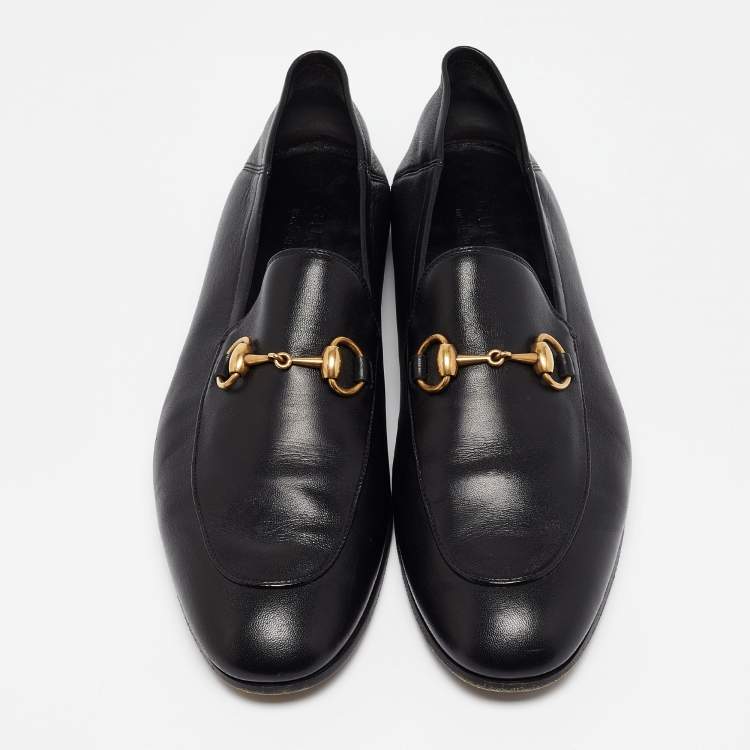 مملوكة مسبقًا Gucci Jordaan Black Leather Horsebit Loafers Size 42.5