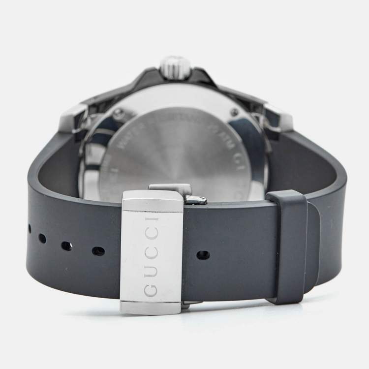 Pre Owned Gucci Black PVD Coated Stainless Steel Rubber Dive 136.2 Men's Wristwatch 45 mm