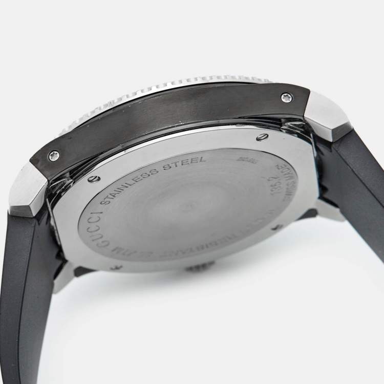 Pre Owned Gucci Black PVD Coated Stainless Steel Rubber Dive 136.2 Men's Wristwatch 45 mm