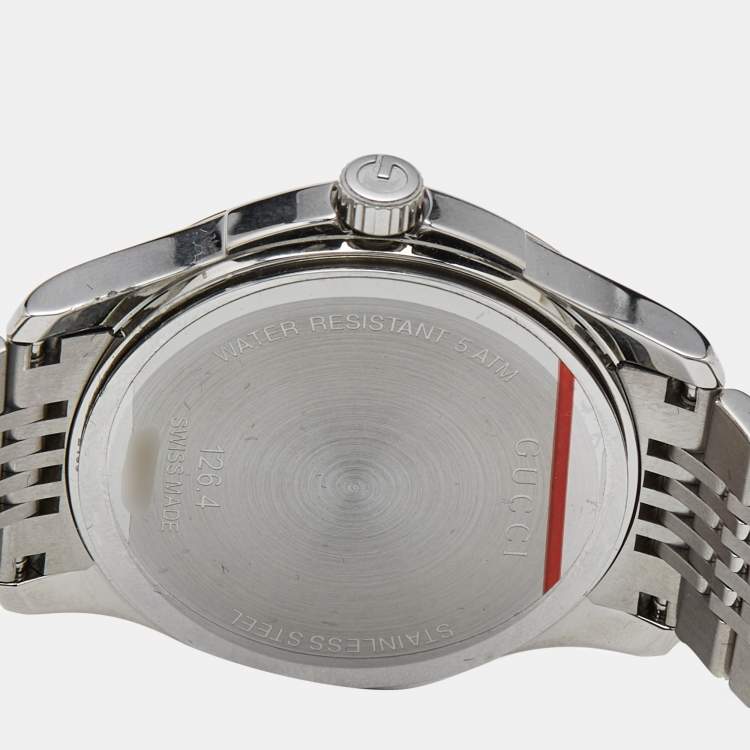 Pre Owned Gucci Black Stainless Steel G-Timeless 126.4 Unisex Wristwatch 38 mm