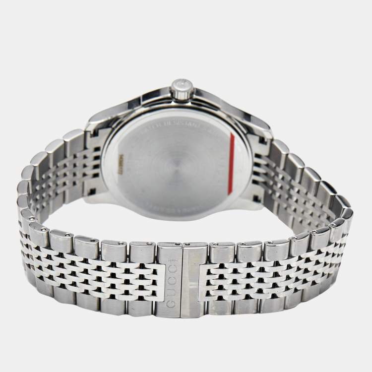 Pre Owned Gucci Black Stainless Steel G-Timeless 126.4 Unisex Wristwatch 38 mm