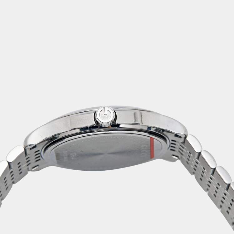 Pre Owned Gucci Black Stainless Steel G-Timeless 126.4 Unisex Wristwatch 38 mm