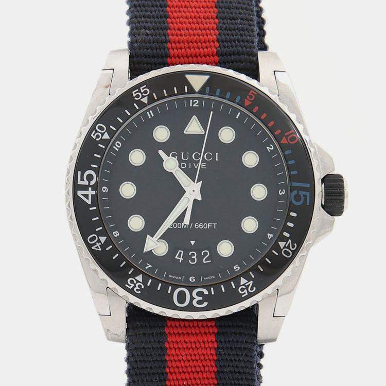 مملوكة مسبقًا ساعة يد رجالية غوتشي دايف 136.2 كوارتز ستانلس ستيل 45 مم