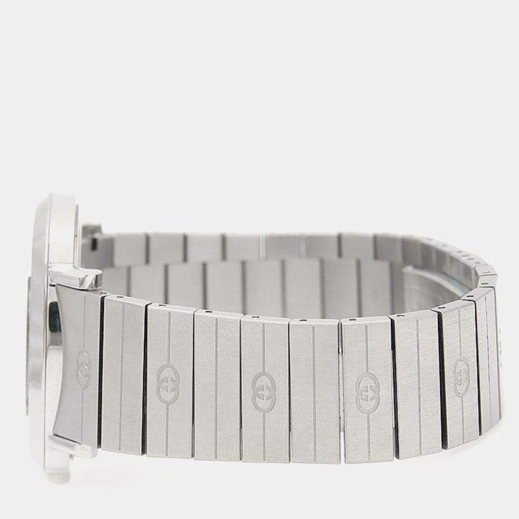 Pre Owned Gucci Grip 157.3 Quartz White Stainless Steel Men's Wristwatch 38 mm
