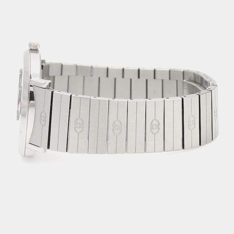 Pre Owned Gucci Grip 157.3 Quartz White Stainless Steel Men's Wristwatch 38 mm