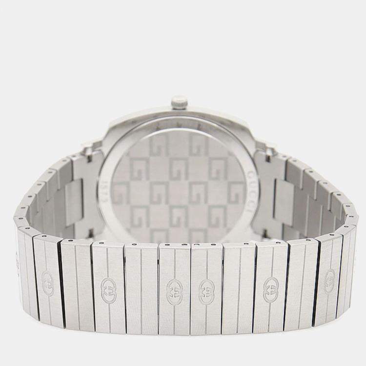 Pre Owned Gucci Grip 157.3 Quartz White Stainless Steel Men's Wristwatch 38 mm