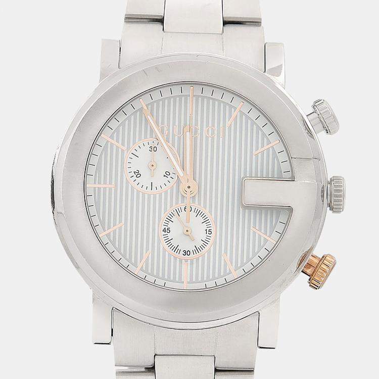 مملوكة مسبقًا Gucci G Chrono 101M Quartz White Stainless Steel Men's Wristwatch 44mm