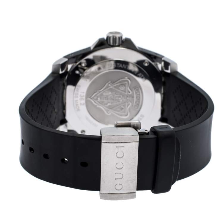 Pre Owned Gucci Black PVD Coated Stainless Steel Rubber Dive 136.2 Men's Wristwatch 45 mm