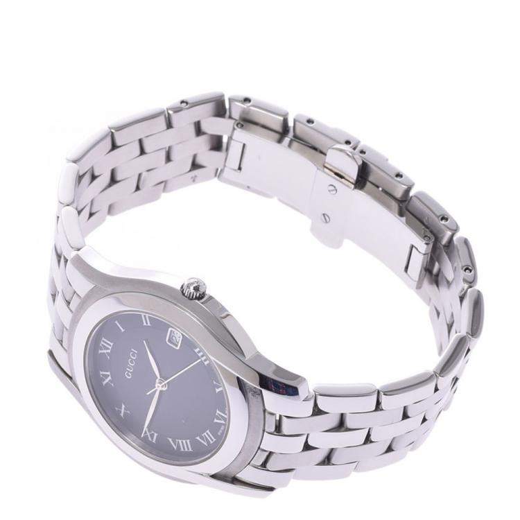 Pre Owned Gucci Black Stainless Steel 5500M Quartz Men's Wristwatch 35 MM